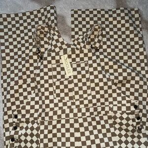 Roolee Brown and White Checkered Overalls